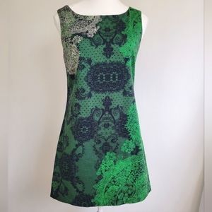 Desigual Fairycore Green Boho Paisley Sleeveless Scoopneck Midi Dress Whimsygoth